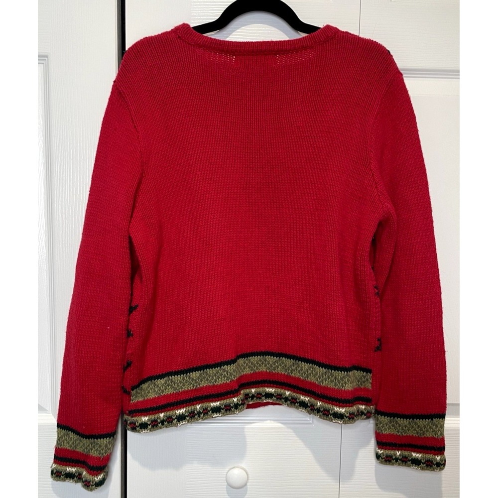 Vtg All Points Womens Holiday‎ Wreath Sweater Size M Chunky Knit Art to Wear 90s - Picture 2 of 14
